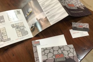 2828 Zuni Luxury Apartments Collateral - Accordion/Z-Fold Brochure, Business Card, Thank You Note Card and Envelope