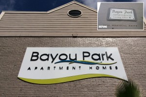 Bayou Park Apartment Homes Wall Sign with Dimensional Letters
