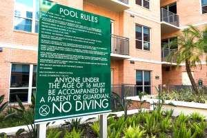 One Lakes Edge Upscale Residential Apartments Pool Rules on Post