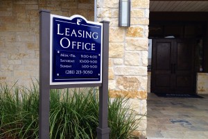 Arium Apartments Office Hours with Stand-Offs on Post