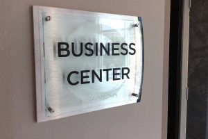 Echo Business Center ID Brushed Alum Backer with Clear Acrylic and Stand-Offs