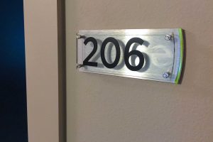 Echo Unit Number Brushed Alum Backer with Clear Acrylic and Stand-Offs