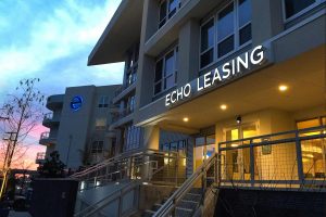 Echo Illuminated Letters for Leasing Center at Night