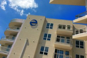 Echo Identity Sign Illuminated Icon on Building Day