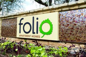 Folio Apartment Homes LED Illuminated Monument Reface with Tiles