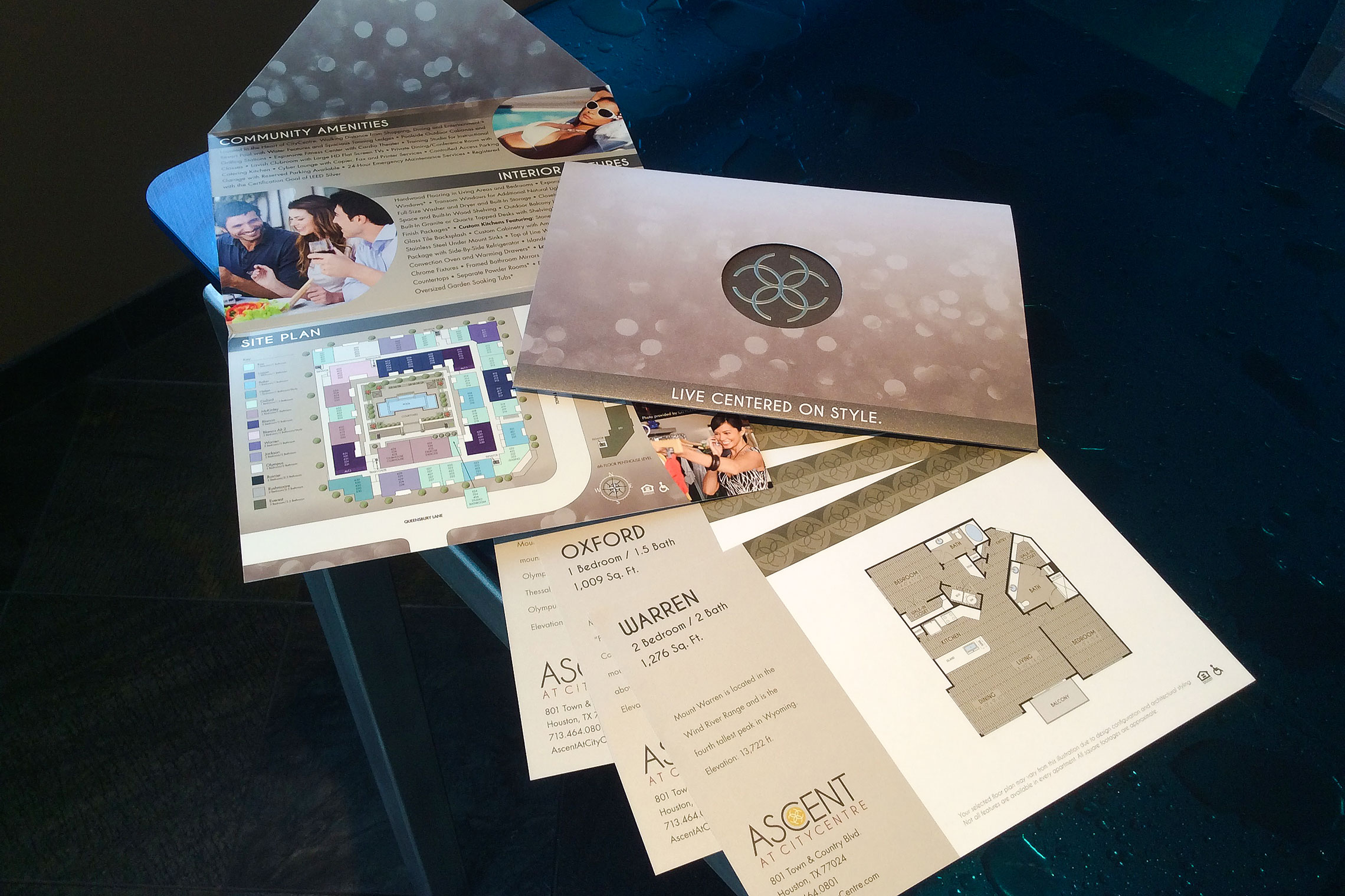 Ascent at CITYCENTRE Collateral - Pocket Folder Brochure, Amenity Fold-Out and Floor Plan Inserts