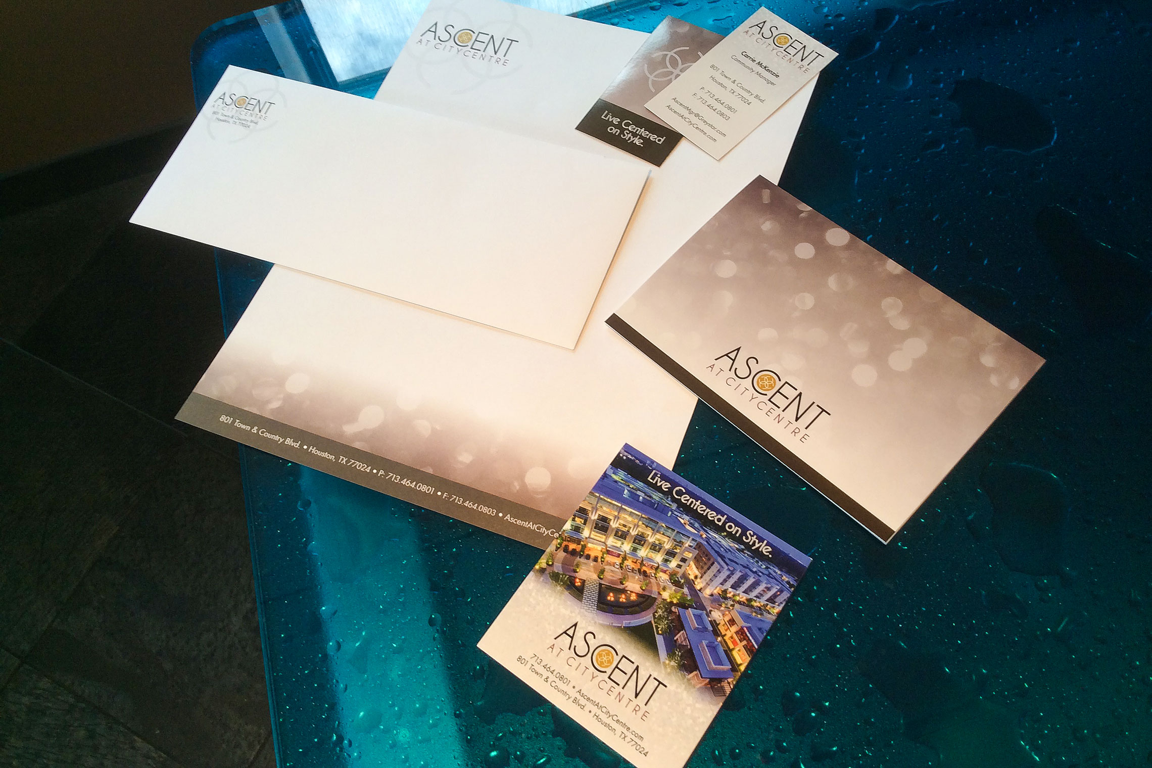 Ascent at CITYCENTRE Collateral - Amenity Fold-Out, Promo Card, Business Card, Letterhead and Envelope
