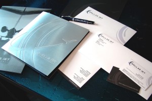 Dallas Jet International Brochure, Letterhead, Envelope, Pen and Business Card