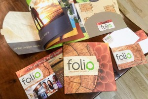 Folio Aparmtne Homes Pocket Folder Brochure with Floor Plan Inserts, Business Card, Post Card and Thank You Card
