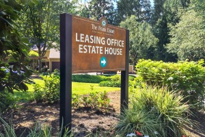 The Frank Estate Apartment & Townhomes Leasing Office and Estate House Directional on Post
