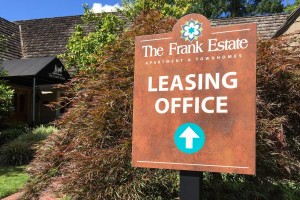 The Frank Estate Apartment & Townhomes Leasing Office Directional on Post