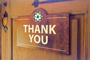 The Frank Estate Apartment & Townhomes Thank You Sign in Office