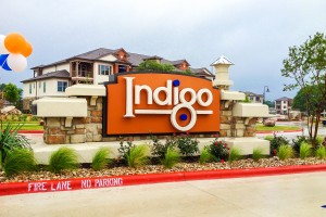 Indigo Apartments LED Illuminated Monument Day