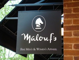 Malouf's Fine Men's and Women's Apparel Store Front Signage