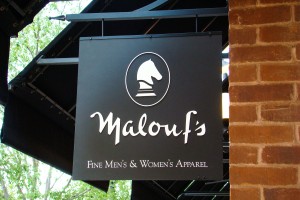 Malouf's Fine Men's and Women's Apparel Store Front Signage
