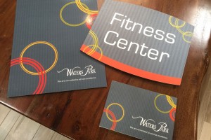 Design Print & Sign Studio - Waters Park Pocket Folder, Thank You Card and Fitness Center Sign in the Circles Series