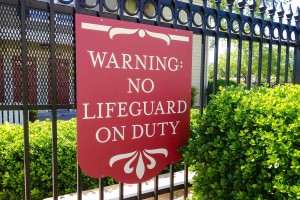 Cascades at Southern Hills Apartments Warning No Lifeguard on Duty Pool Sign