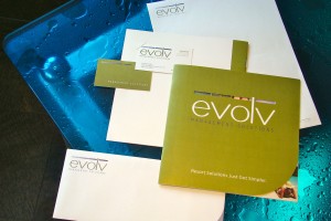 Evolv Management Solutions Collateral Package - Brochure, Business Card, Letterhead and Envelope