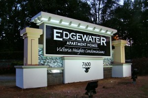 Edgewater Apartment Homes Illuminated Monument Night