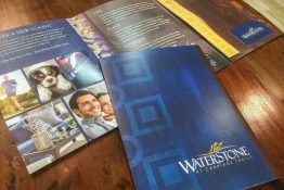 WaterStone at Carriage Trails Apartments - Brochure with Pocket Folder for Floor Plan Inserts and Business Card Slit