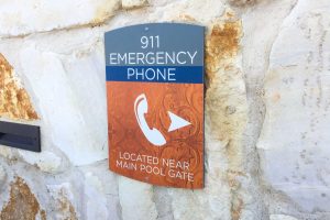 Villas on the Hill Apartments - Bright Emergency Phone Directional by Pool