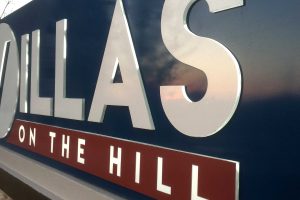 Villas on the Hill Apartments - Painted Aluminum Cabinet Monument with LED Push-Thru Edge-Lit Letters