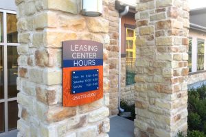 Villas on the Hill Apartments - High-Pressure Laminate Full-Color Printed Office Hours Sign with Stand-Offs