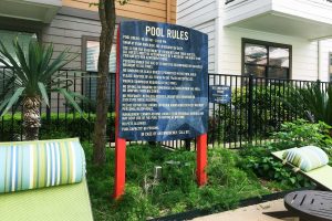 The Davis Soco Apartments Pool Rules Sign