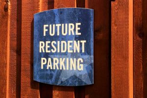 The Davis Soco Apartments Future Resident Parking Sign