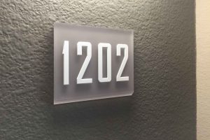 Main Street Lofts Frosted Acrylic Unit Number Sign