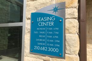 Estraya Westover Hills Leasing Center Hours Sign with Interchangeable Plaque