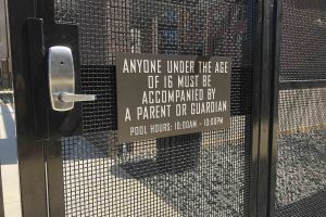 Main Street Lofts Pool Gate Sign