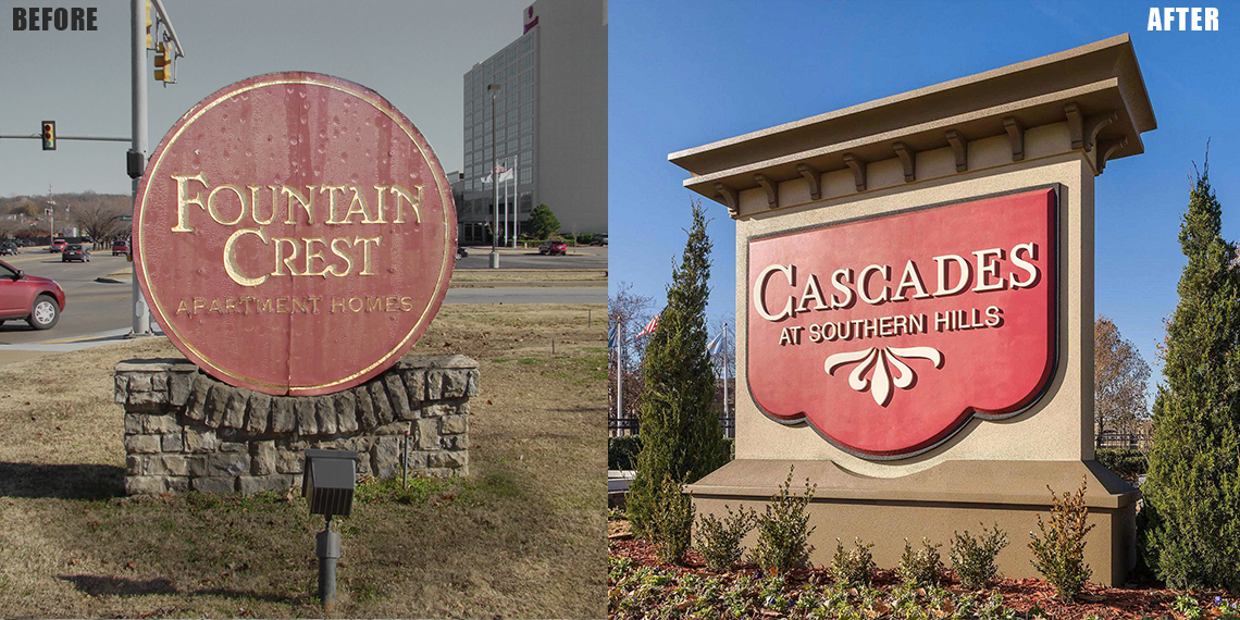 Monument Signage with Water Damage - Before & After